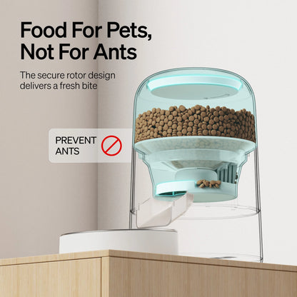 2L Air Automatic Cat Feeder, Battery-Operated Food Dispenser with 180-Day Battery Life, AIR Timed Feeder for Cats & Dogs, White