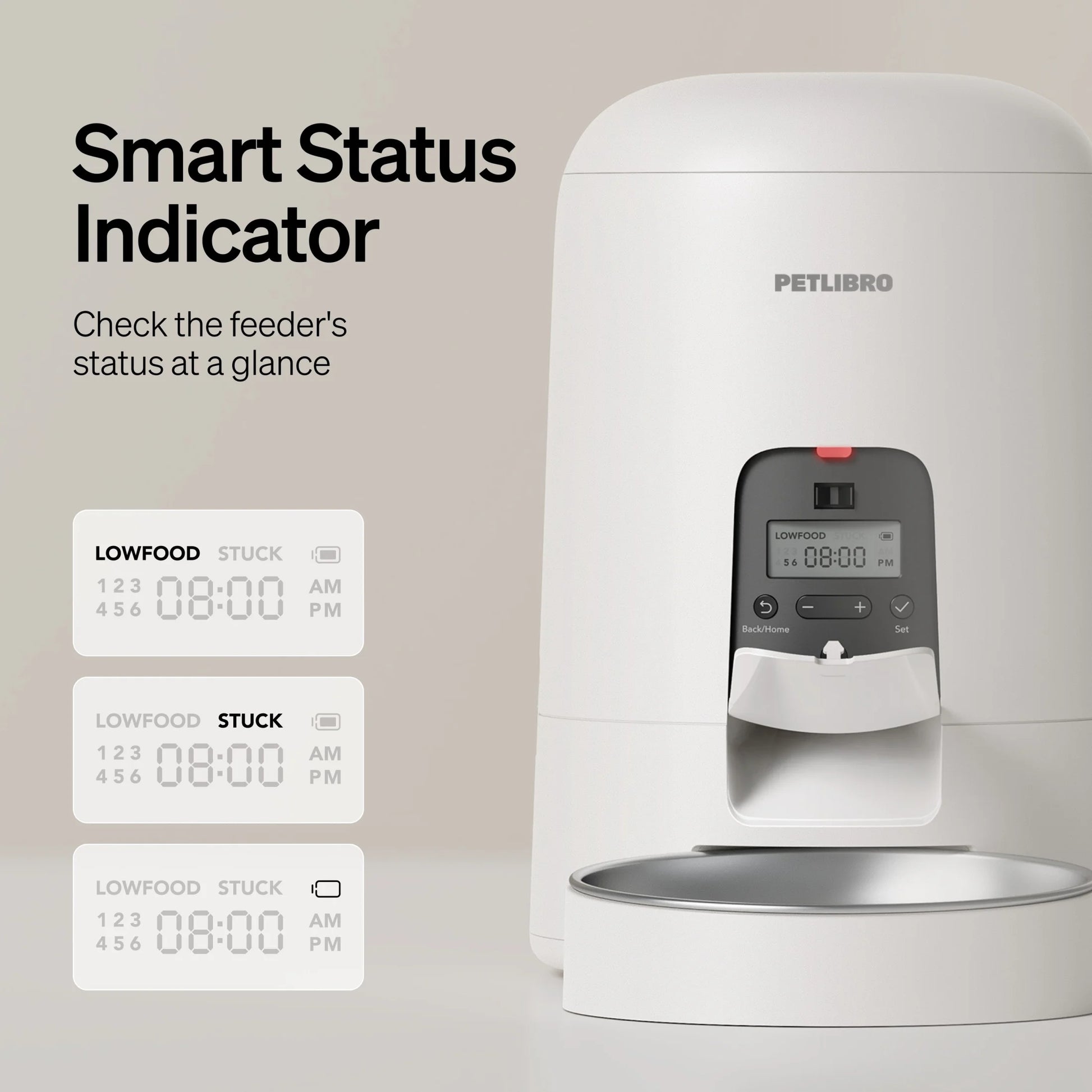 2L Air Automatic Cat Feeder, Battery-Operated Food Dispenser with 180-Day Battery Life, AIR Timed Feeder for Cats & Dogs, White