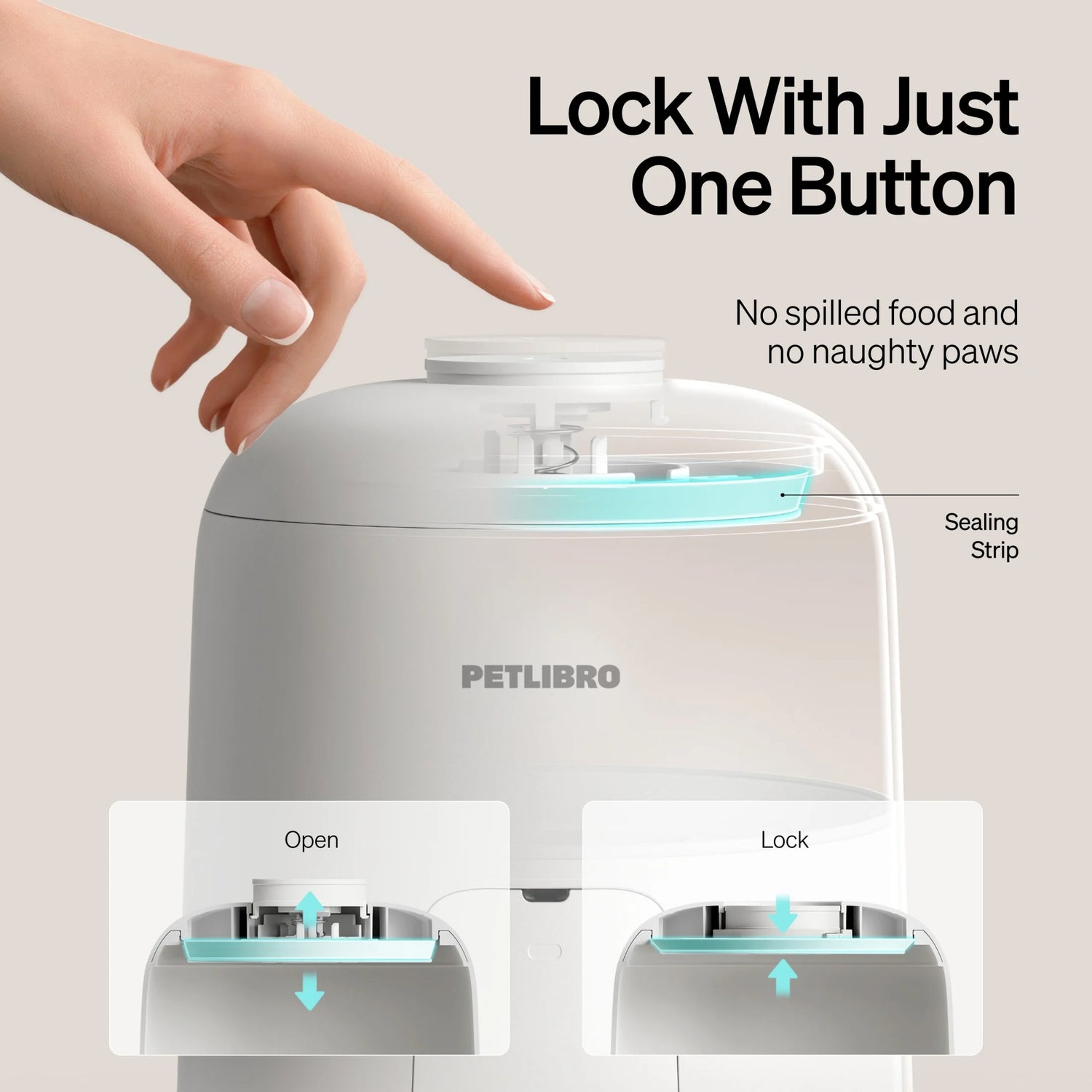 2L Air Automatic Cat Feeder, Battery-Operated Food Dispenser with 180-Day Battery Life, AIR Timed Feeder for Cats & Dogs, White