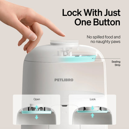 2L Air Automatic Cat Feeder, Battery-Operated Food Dispenser with 180-Day Battery Life, AIR Timed Feeder for Cats & Dogs, White